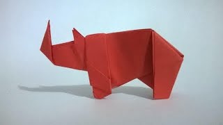 ORIGAMI RINOCERONTE DE PAPEL  origami paper Rhino [upl. by Nacul]