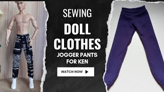 How i Sew Jogger Pants for Ken Dolls dollclothes sewingtutorial [upl. by Malena]