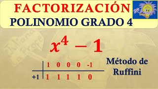 FACTORIZACIÓN de POLINOMIO grado 4método de RUFFINI  Juliana la Profe [upl. by Atinauj]