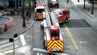 Traffic Cam Every Seattle FD tiller truck responding Ultimate Tiller Time [upl. by Enilasor]