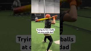 Trying to hit two baseballs at once with coach dad mlb baseball baseballszn sports [upl. by Milly]