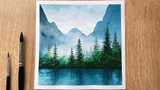 Watercolor Painting Tutorial  Misty Scenery  Easy Watercolor Painting For Beginners [upl. by Eybba108]