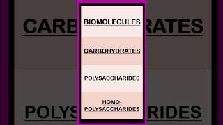 Carbohydrates Biomolecules Biochemistry shorts  Monosaccharides Disaccharides Polysaccharides [upl. by Ddahc]