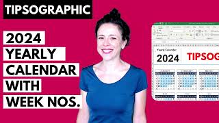 2024 Yearly Calendar with Week Numbers for Excel and Google Sheets Free Download [upl. by Kerrison715]