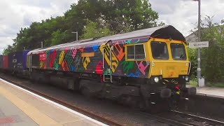 Felixstowe container freight trains at westerfield station 26623 [upl. by Utica]