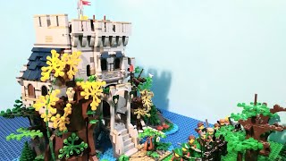 lego medieval army battle castle in the forest Siege orcs vs forest men stop motion animation [upl. by Juli]