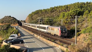 Train de nuit SNCF ICN 5771 Paris Austerlitz  Nice dans le Massif de lEsterel 2 Vidéos en 4K [upl. by Acirre8]