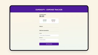 Build an Expense Tracker App with HTML CSS and JavaScript [upl. by Enneirdna]