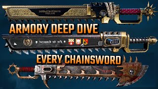 ARMOURY DEEP DIVE  CHAINSWORD ALL UNLOCKS CUSTOMIZATION CHAOS amp SPACE MARINE 2  Warhammer 40K 40k [upl. by Ash]