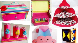 5 DIY cardboard organiser craft ideas for home5 Best out of waste craftswaste material crafts [upl. by Alyat765]