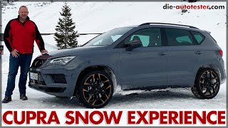 2020 SEAT LEON CUPRA ATECA SNOW EXPERIENCE Spaß im Schnee mit 300 PS Drift Test Drive Review Deutsch [upl. by Ahsyla599]