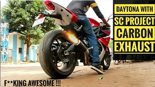 Changing the Exhaust of DAYTONA 675  SC PROJECT CARBON EXHAUST [upl. by Aynekat]