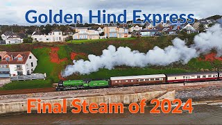 The FINAL Ride for Steam through Dawlish for 2024  The Golden Hind Express [upl. by Ibok]