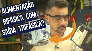 Como funciona a alimentação bifásica com saída trifásica no inversor de frequência [upl. by Refotsirhc]