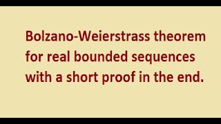 BolzanoWeierstrass theorem for real sequencesSequenceReal AnalysisMathematicsBangla [upl. by Oryaj]