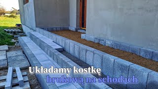 Układanie kostki brukowej na schodach wejściowych vlogbudowlany budowana5 [upl. by Acissey216]