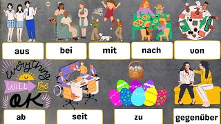 Alle Dativ Präpositionen A1 amp A2 mit Beispielen All German Dative Prepositions amp example sentences [upl. by Atinev]