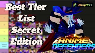 Secret Tier List Update 45 Anime Defenders [upl. by Enilrem]