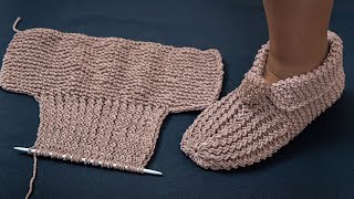 Knitted slippers easily and simply  even a beginner can handle it [upl. by Cocks]