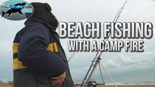 Winter Beach Fishing with a Camp Fire  TAFishing [upl. by Melda]