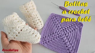 ¡Increíble patrón de ganchillo de zapatos de bebe Granny Square super fácil para principiantes [upl. by Keeryt316]