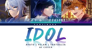 【AI Cover】Ayato Yelan Tartaglia 💧 IDOL アイドル by YOASOBI  Genshin Impact Color Coded Lyrics [upl. by Jud]