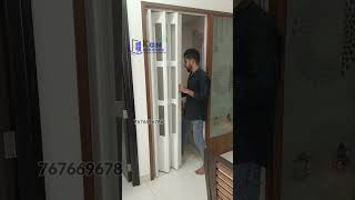 pvc folding door with glass poojaroom hyderbad 📞7676696786 kgnservices home glassdoors [upl. by Aicen]