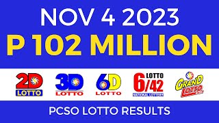 Lotto Result November 4 2023 9pm PCSO [upl. by Oilime163]