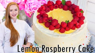 AMAZING Lemon Raspberry Cake Recipe  with Lemon Cream Cheese Frosting [upl. by Aerdma]