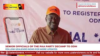 Raila Odingas FULL SPEECH While Receiving Members of PAA Party Defectors at ODM Headquarters [upl. by Laumas]