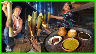 BUNORNG Minority DAK DAM Primitive Cooking PRONG Bamboo Seyha VI Visit Village In Jungle [upl. by Maire926]