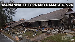 01092024 Marianna Florida  Tornado Warned Storm  Intense Power Flashes  Damage  Semi Flipped [upl. by Stella]