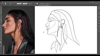 minimal line art portrait  drawing tutorial in adobe illustrator [upl. by Eblehs]