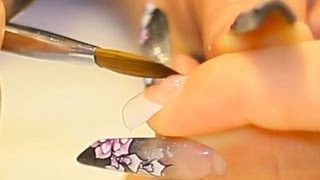 Encapsulated Butterfly Stiletto Acrylic Nail Tutorial Video by Naio Nails [upl. by Ilujna]