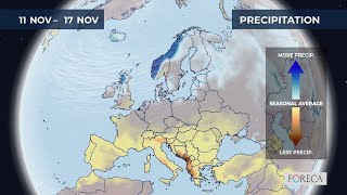 Monthly precipitation forecast for Europe 1112024 [upl. by Woodrow]