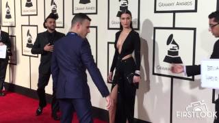 The Weeknd and Bella Hadid at the 58th GRAMMY Awards in Los Angeles [upl. by Siblee921]