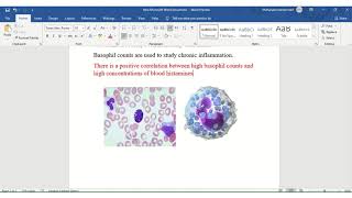 الحلقة الرابعة من سلسة الفحوصات الطبية تتمحور حول  الخلايا القعدة Basophils [upl. by Erbma]