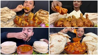 ASMR Eating Lots of Rumali Roti with Mutton Curry  Chicken curry  Chicken Bharta  Eating Show [upl. by Alul511]