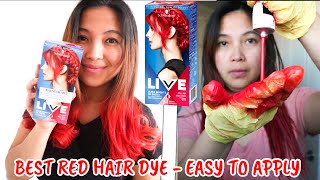 RED HAIR DYED AT HOME USING SCHWARZKOPF LIVE RED PILLAR BOX [upl. by Celinda]