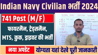 Indian Navy Civilian Post Recruitment 2024  Navy Civilian Post Vacancy  Navy Cook Fireman MTS [upl. by Hamid382]