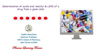 Study of acute oral toxicity amp LD50 of a drug from a given data Miller amp Tainter Karbers Method [upl. by Carleton977]