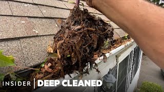 How Clogged Gutters Are Deep Cleaned  Deep Cleaned [upl. by Eiramlatsyrc]