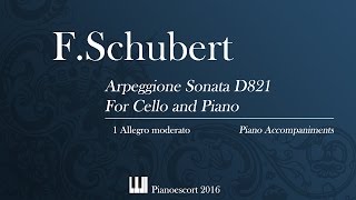 FSchubert  Arpeggione Sonata D821 Allegro moderato  Cello and Piano  Piano accompaniment [upl. by Eneleahs]