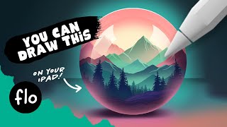 You Can Draw This Landscape in a Sphere in PROCREATE  Step by Step Procreate Tutorial [upl. by Nahtnamas]