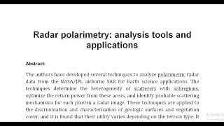 Radar polarimetry analysis tools and applications [upl. by Virnelli]