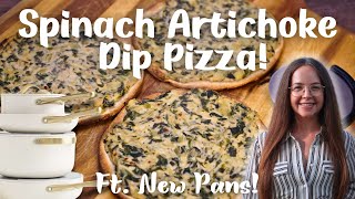 🥘Caraway Pans Review  Spinach Artichoke Dip Pizza [upl. by Paolina]