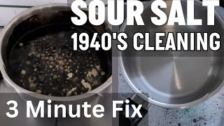 Sour Salt Cleans Badly Burned Pans in 3 Minutes Like New cleaning vlogtober [upl. by Nedda]