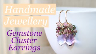 Handmade Gemstone Cluster Earrings  Wire Wrapping  Jewelry Making  手工制作耳環 [upl. by Eugenia]