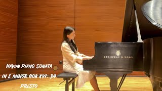 Haydn Piano Sonata in E minor Hob XVI34 1st Presto  Yeongju Choi 최영주 [upl. by Perlie]