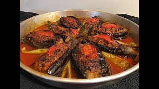 KARNI YARIK  Aubergineschotel met gehakt Turkisch stuffed Eggplant [upl. by Adilen]